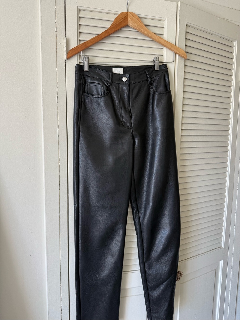Wilfred Black Straight-Leg Faux Leather Jeans - Picture 2 of 8